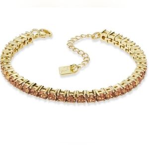 Mini Impression Crystal Gold and Topaz Tennis Bracelet By Parklane New